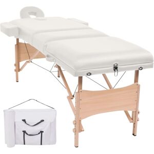 vidaXL sammenfoldeligt massagebord 3 zoner 10 cm tyk hynde hvid