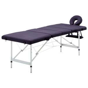 vidaXL sammenfoldeligt massagebord aluminiumsstel 4 zoner lilla