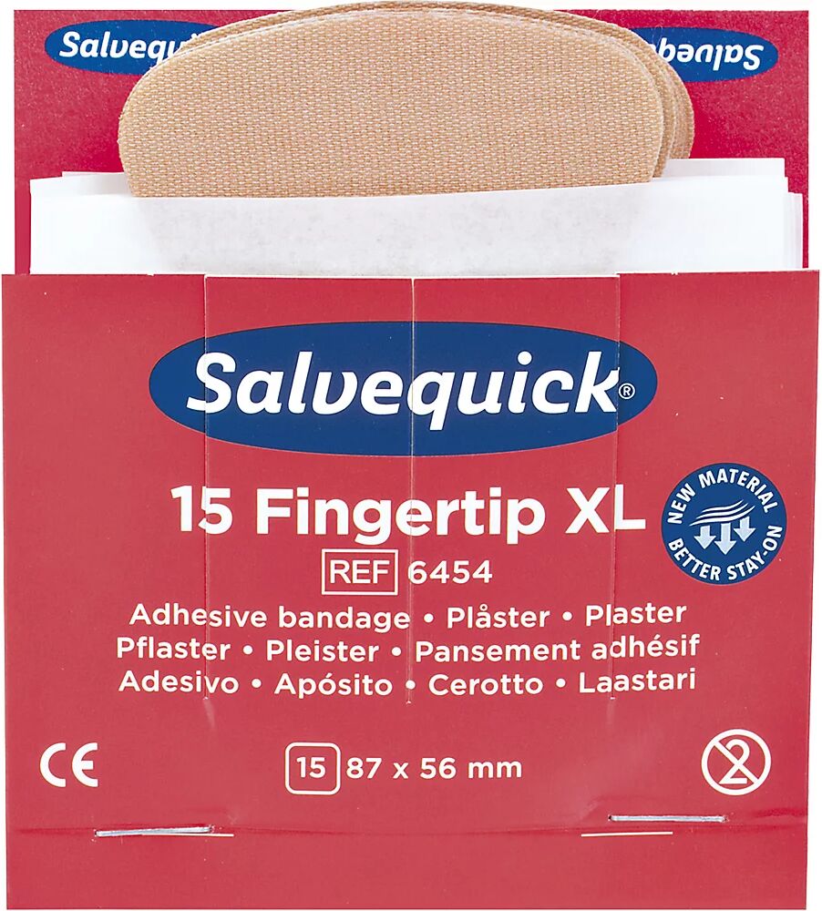 kaiserkraft Relleno para SALVEQUICK, 6 UE de apósitos para las yemas de los dedos, cada una 15 unid., UE de 6 unid.