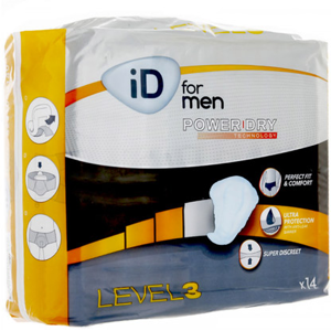 L&R; iD for Men Protection Anatomique Masculine Level 3 29x23cm 14 unités - Publicité