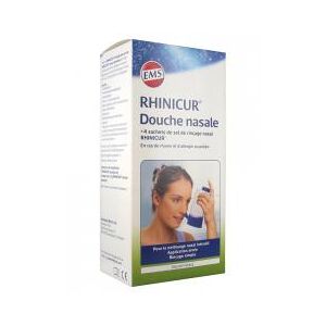 Rhinicur Douche Nasale + Sel de Rincage Nasal 4 sachets - Boîte 1 douche nasale + 4 sachets de 2,5 g.