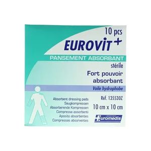 Eurovit+ Pansement Absorbant Stérile 10x10cm 10uts