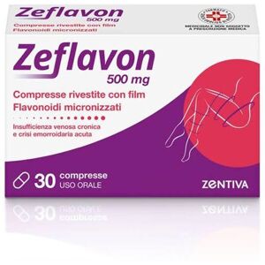 Zentiva Italia Zeflavon 500mg Flavonoidi micronizzati per Insufficienza Venosa e Crisi Emorroidaria, 30 Compresse