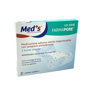 Med's Farmapore - Medicazione Adesiva Sterile Impermeabile 10x8 cm, 5 Pezzi