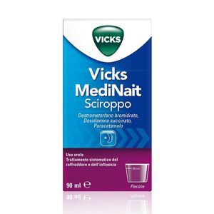 Procter & Gamble Vicks Medinait 0,5 Mg/Ml + 0,25 Mg/Ml + 20 Mg/Ml Sciroppo Flacone In Vetro Da 90 Ml Con Bicchiere Dosatore