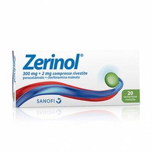 Zentiva Italia Zerinol 300mg Paracetamolo + 2mg Clorfenamina Maleato Influenza e Raffreddore, 20 Compresse Rivestite