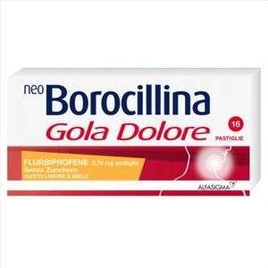 Alfasigma Neoboro Golado Neo Borocillina Gola Dolore Azione Rapida Gusto Limone e Miele Senza Zucchero, 16 Pastiglie