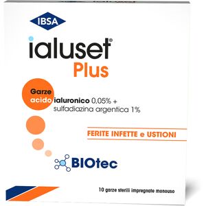 Ialuset Plus Garze Impregnate Sterili per Ferite Infette e Ustioni 10x10 cm 10 P