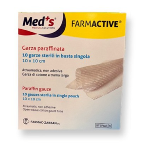 Farmac-zabban spa Med'S Farmactive Garza Paraffinata 10 Cm X 20 Cm 10 Pezzi