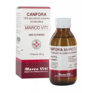 Marco Viti Farmaceutici Canfora Mv 10% Soluzione Cutanea Idroalcolica Rubefacente e Analgesico, 100g