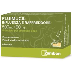 Fluimucil Influenza E Raffreddore 500 Mg + 60 Mg Granulato Per Soluzione Orale 8 Bustine