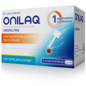 Onilaq 5% Smalto Medicato Per Unghie, 1 Flacone In Vetro Da 2,5 Ml Con Tappo Applicatore E Con Accessori (Limette Per Unghie,Tamponi Detergenti)