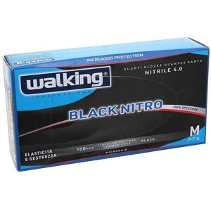 100 Guanti Monouso Neri In Nitrile Walking Black Nitro Taglia M 7-7,5