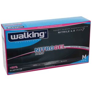 100 Guanti Monouso In Nitrile Walking Nitrogel Nero Taglia M 7-7,5