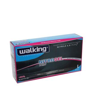 100 Guanti Monouso In Nitrile Walking Nitrogel Nero Taglia L 8-8,5