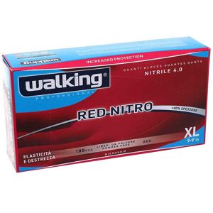 100 Guanti Monouso In Nitrile Rossi Walking Red Nitro Taglia Xl 9-9,5