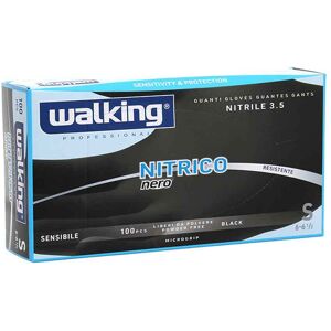 100 Guanti Monouso In Nitrile Walking Nitrico Nero Taglia S 6-6,5