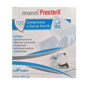 Corman MEDI PRESTERIL 100 COMPRESSE DI GARZA 10X10 cotone