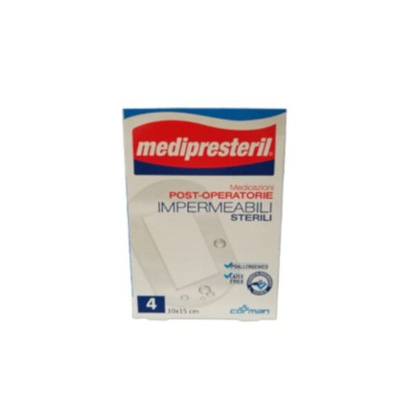 corman medipresteril medicazioni post operatorie impermeabili sterili 10x15cm 4 pezzi