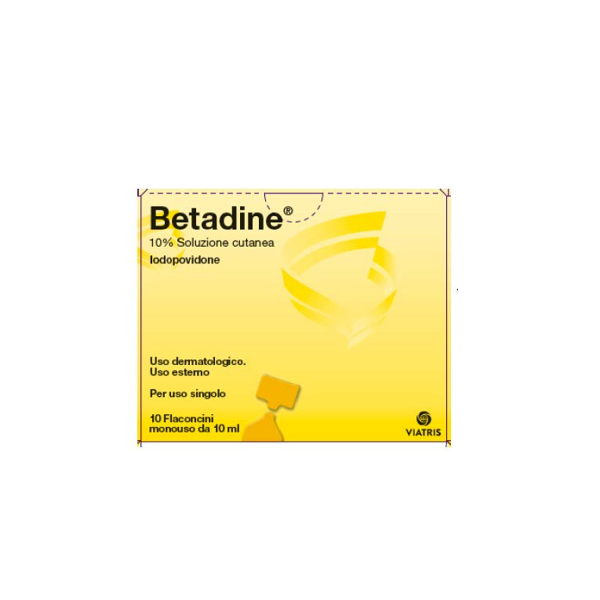 viatris healthcare limited betadine 10% soluzione cutanea meda 10 flaconcini da 10ml