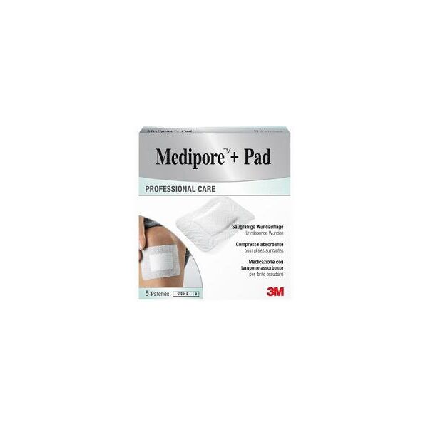 3m medipore+pad medicazione sterile 5x7,2 cm 5 pezzi