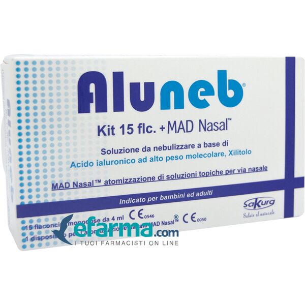 aluneb iso kit 15 flaconcini da nebulizzare + mad nasale siringa per nebulizzazioni nasali