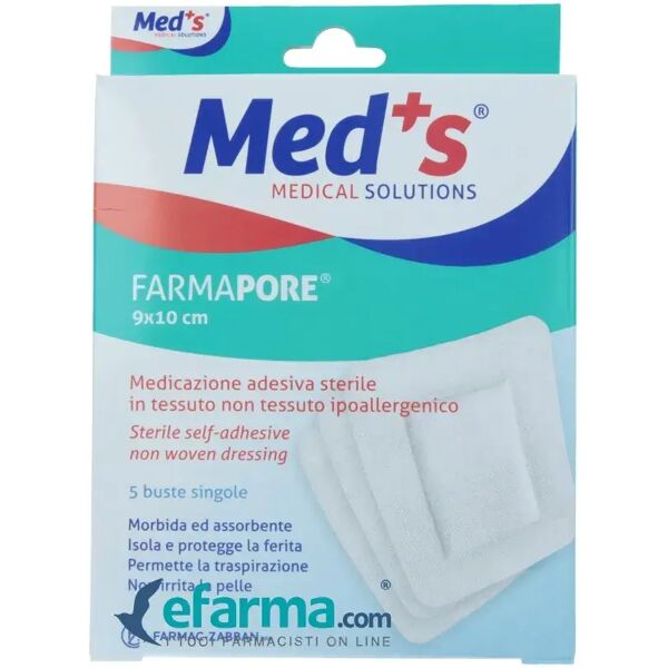 med's farmapore medicazione autoadesiva sterile con cerotto 10x9 cm 5 pezzi