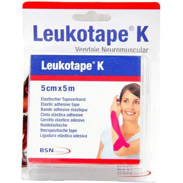 leukotape k benda elastica adesiva taping 5x500 cm misura media rosa