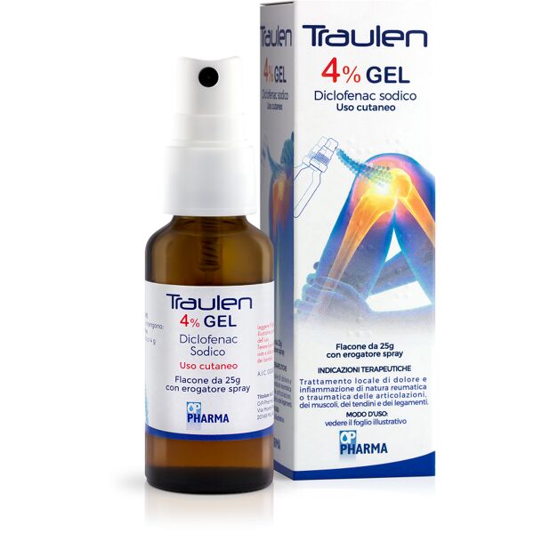 traulen 4% gel diclofenac dolori articolari 25 g con erogatore spray