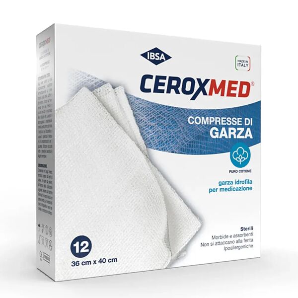 ceroxmed compresse di garza sterili in puro cotone 36x40 cm 12 pezzi
