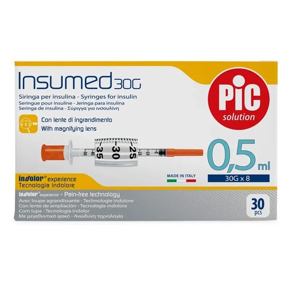 pic solution pic siringa per insulina 0,5ml 31g 8mm 30 pezzi