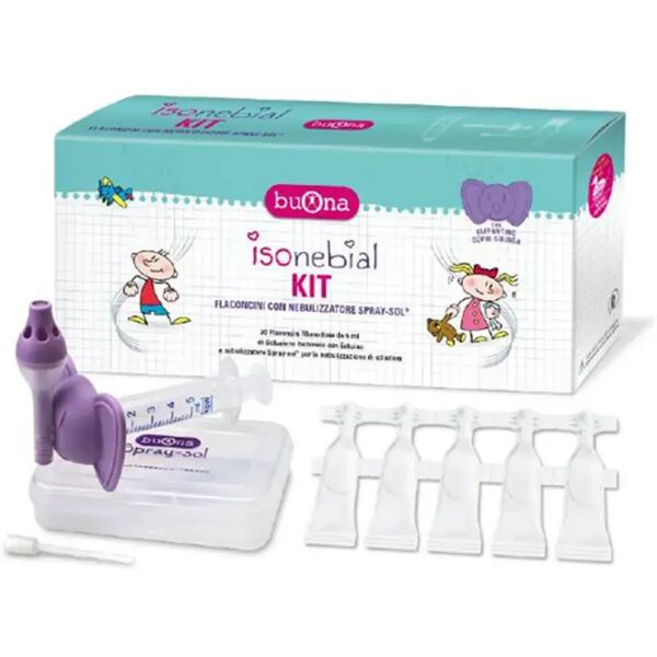 isonebial kit pulizia cavità nasali con 20 flaconcini + nebulizzatore spray-sol + siringa + ago cannula