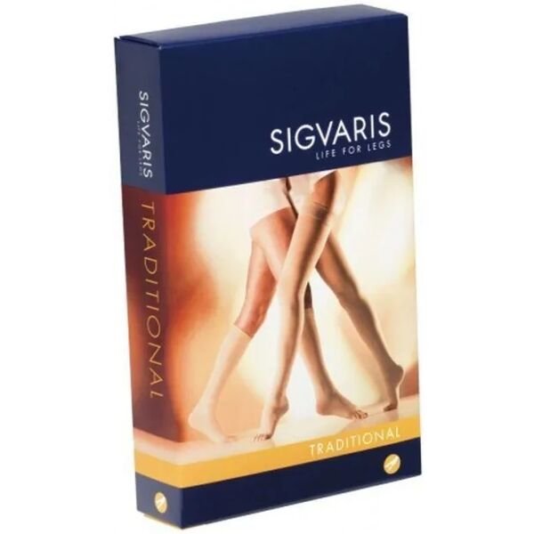 sigvaris ag cotton co2 collant coscia autoreggente compressivo punta aperta colore naturale taglia 4 m normal