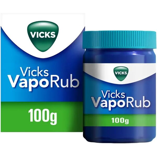 vicks vaporub rimedio per raffreddore, mal di gola, tosse e naso chiuso vasetto da 100 g