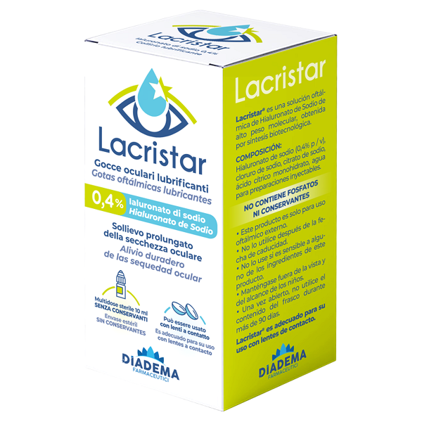 diadema farmaceutici srl lacristar gocce oculari lubrificanti 0,4% ialuronato di sodio multidose 10 ml