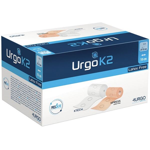 urgo bendaggio k2 latex free kit bendaggio t2 caviglia 25-32 2 pezzi 10 cm