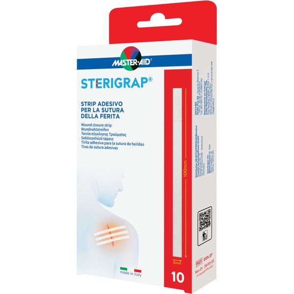 master aid master-aid sterigrap strip adesivo sutura ferite 100x6 mm 10 pezzi