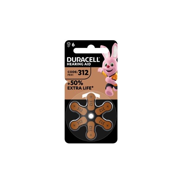 duracell italy srl duracell easy tab 312 marrone batteria per apparecchio acustico 6 pezzi