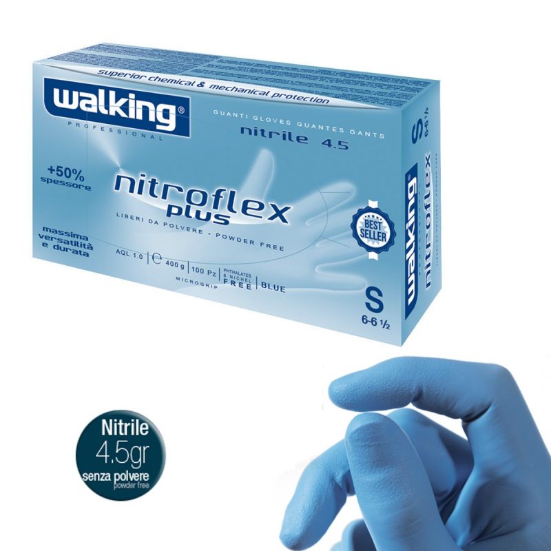 Walking Guanti In Nitrile Monouso Nitroflex Plus