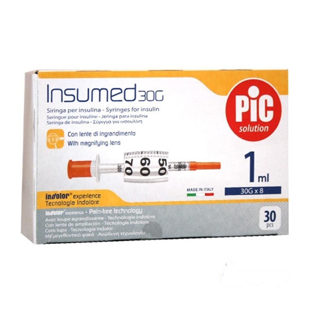 Pic Insumed - Siringa Per Insulina 1 ml Ago G30 x 8mm, 30 Pezzi
