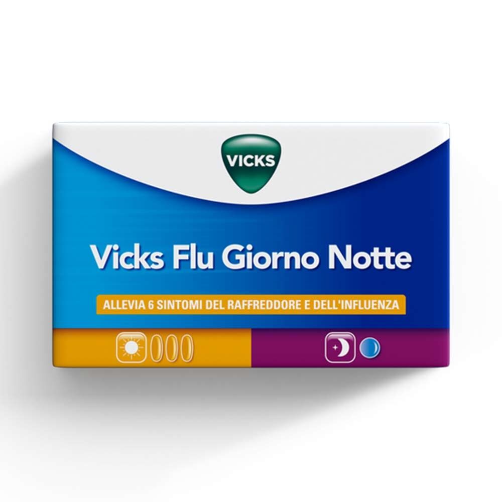 Procter & Gamble Vicks Flu Giorno Notte Compresse per Sintomi dell'Influenza e del Raffreddore, 12 Compresse Giorno + 4 Compresse Notte