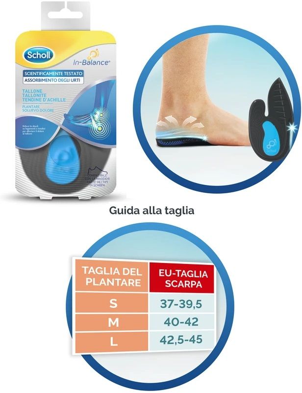 Scholl Tallone Plantare Tallonite e Tendine di Achille Taglia M 2 Pezzi