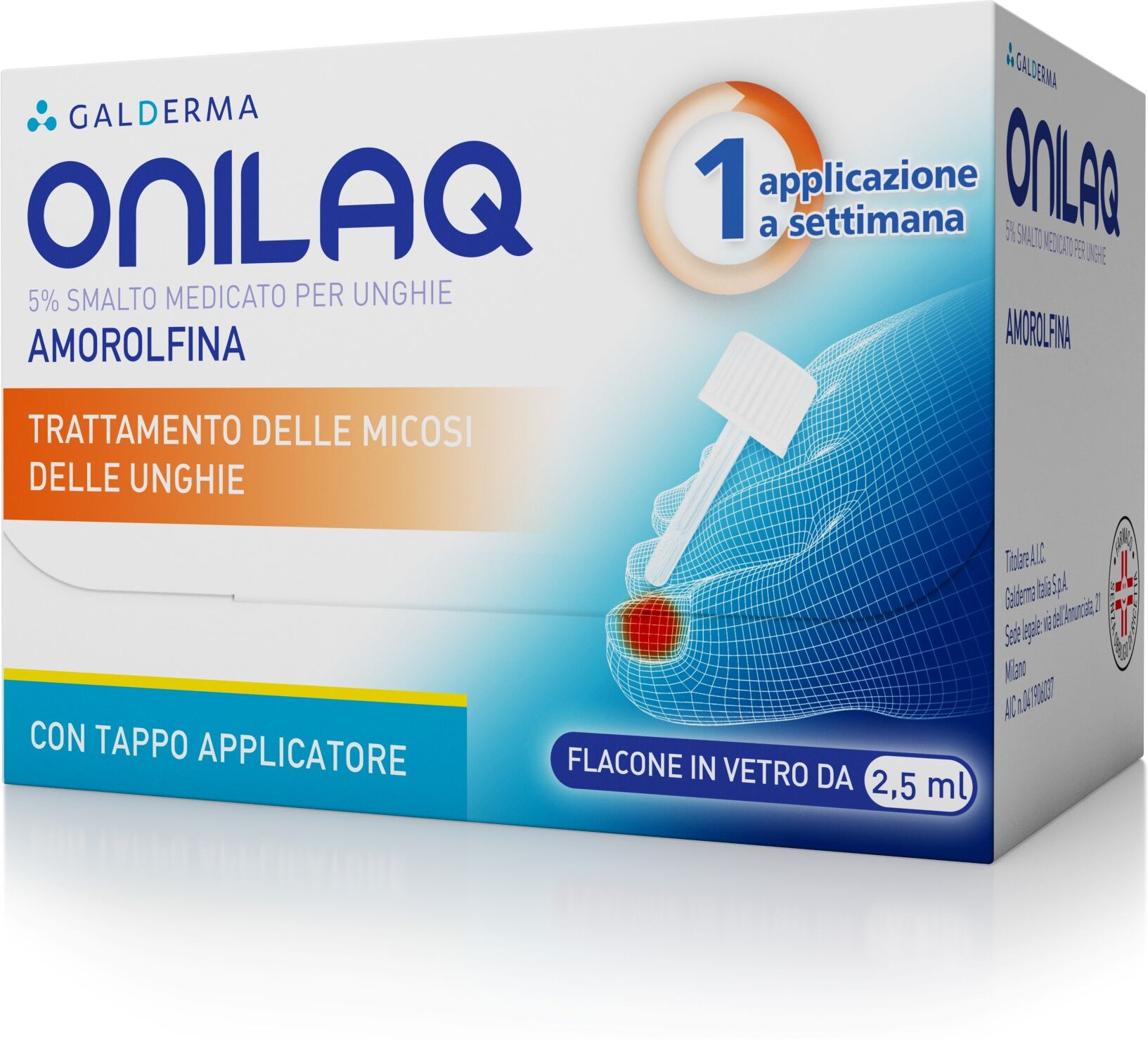 GALDERMA ITALIA SPA Onilaq*smalto Unghie 1 Flacone Vetro 2,5 Ml 5% Con Tappo Applicatore E Con Accessori