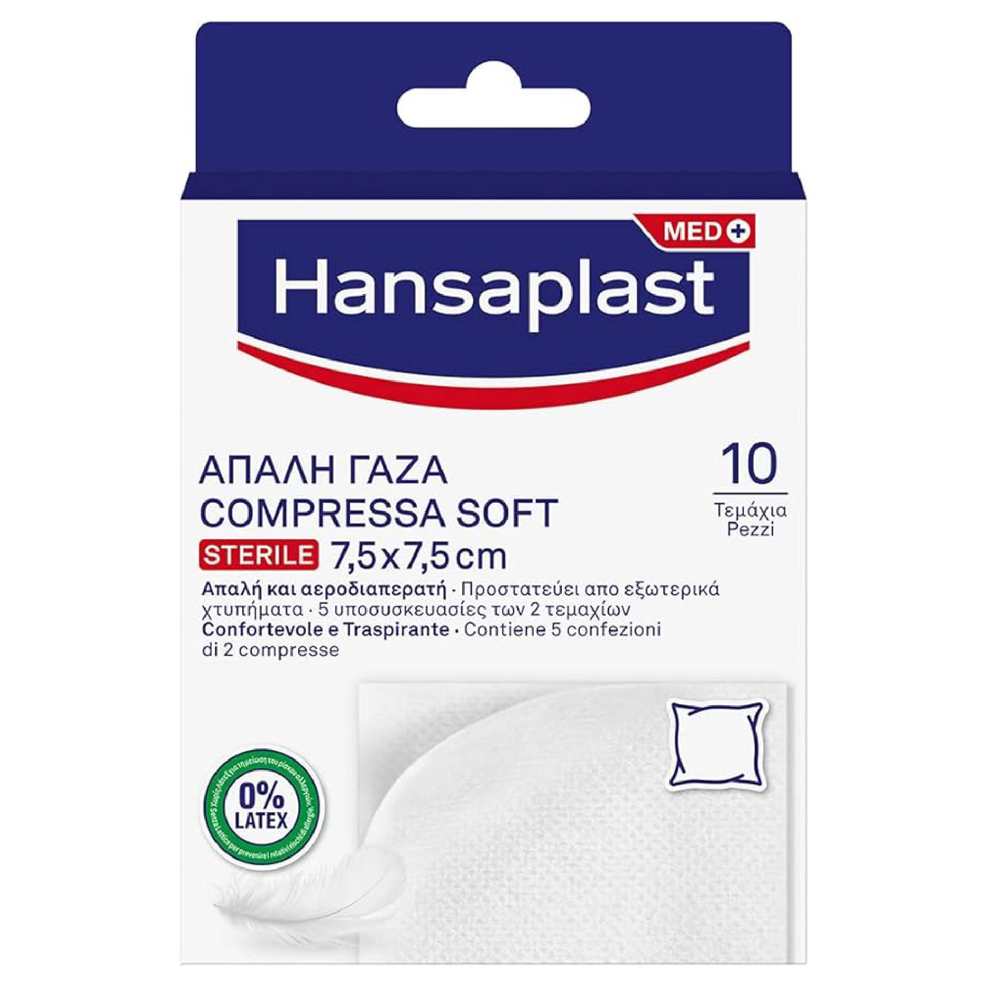 Hansaplast Garza Compressa Soft Sterile 7,5x7,5cm 10 Pezzi