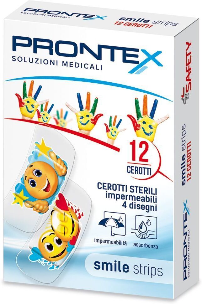 Safety Cerotti Sterili Impermeabili Prontex Smile Strips 12 Pezzi