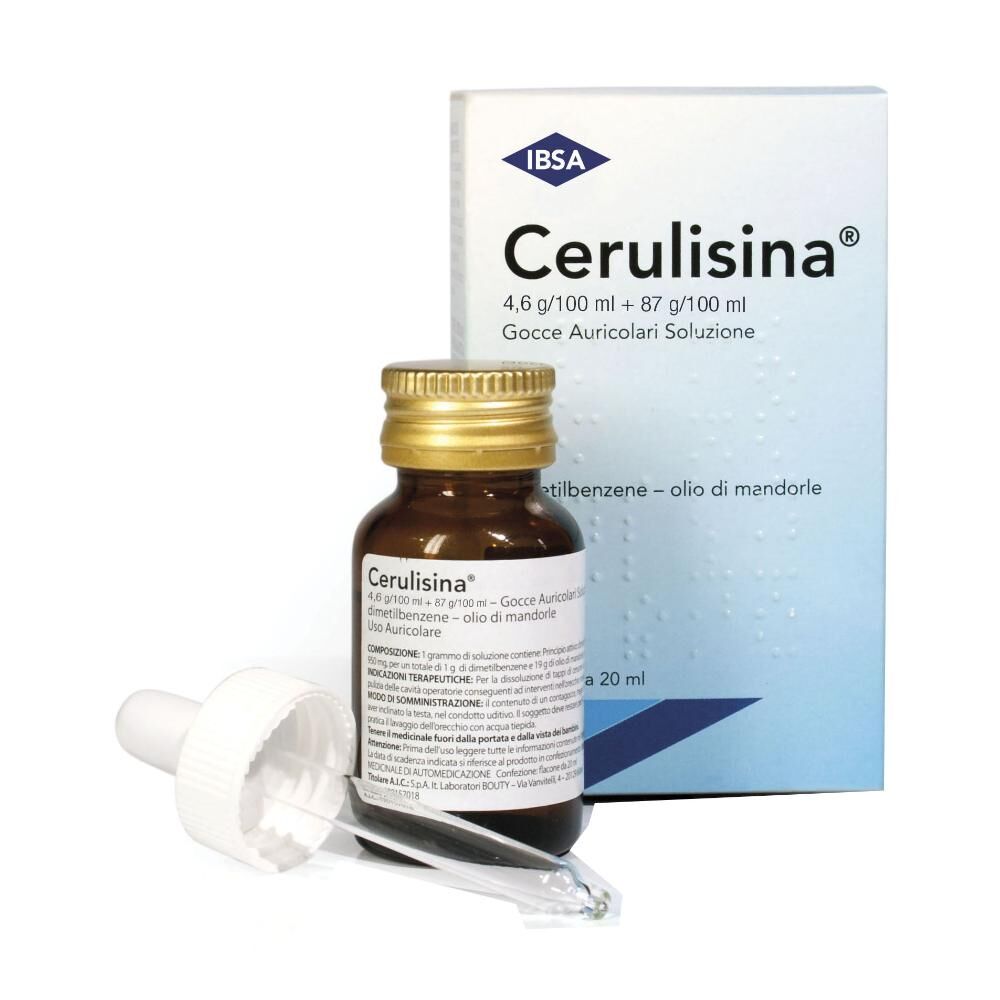 IBSA FARMACEUTICI ITALIA Srl Cerulisina 4,6 G / 100 Ml + 87 G / 100 Ml Gocce Auricolari Soluzione Flacone Da 20 Ml