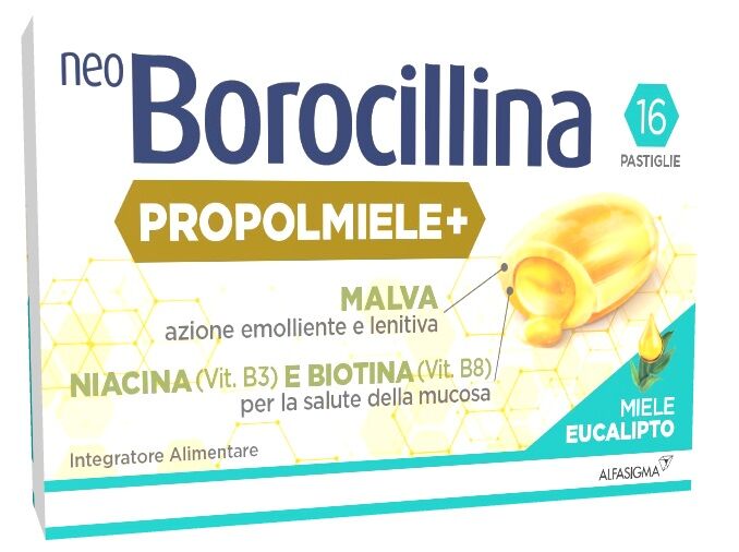 Alfasigma Neoborocillina Propolmiele+ Miele e Eucalipto 16 Pastiglie