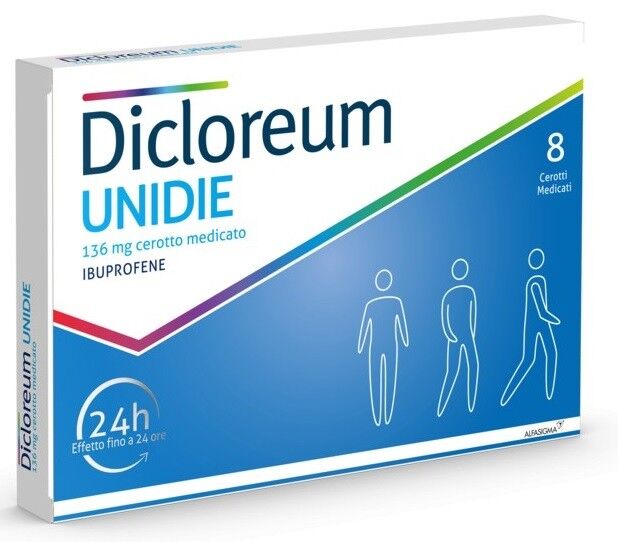 Alfasigma Dicloreum unidie* 8 cerotti medicati con ibuprofene 136mg/24ore