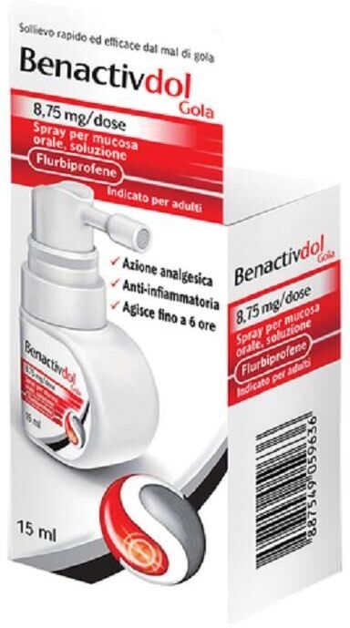 Reckitt Benckiser H. Benactivdol Gola Spray Mucosa Soluzione Orale 15 Ml 8,75 Mg/dose