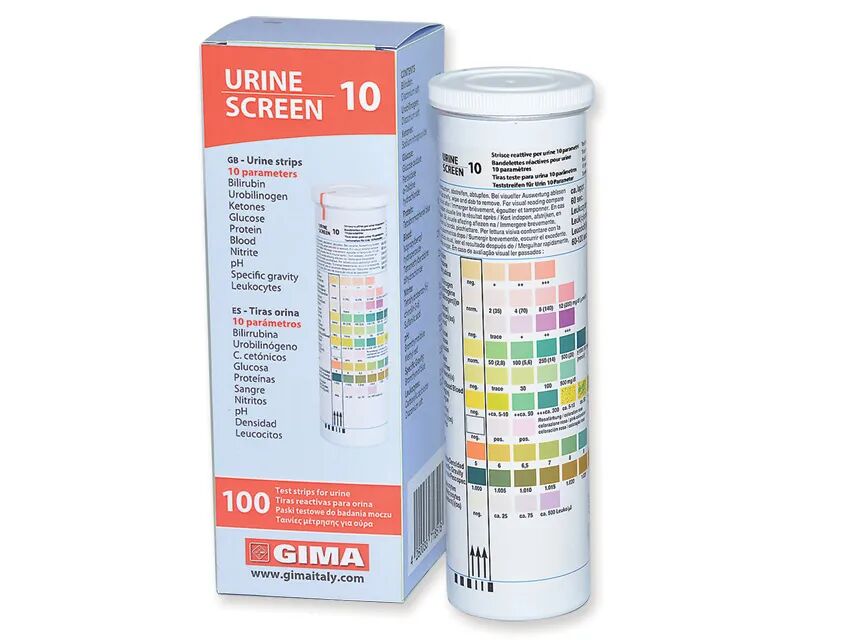 Gima Strisce Urina In Flacone - 10 Parametri - Professionali (Conf. 100 Pz.)